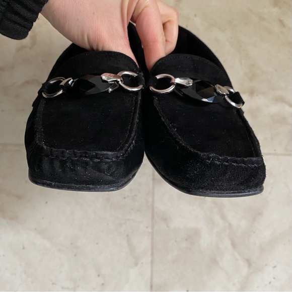 $325 Stuart Weitzman Hardrock Black Suede Square Toe Flats Loafers Size 6.5M - Picture 5 of 10